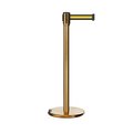 Montour Line Retractable Belt Rolling Stanchion, 2ft Sat.Brass Post  11ft. Bk/Y H ME530-SB-BYH-110